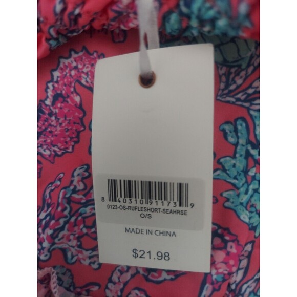 ! Simply Southern Seahorses & Coral Ruffles Elastic Waist  Shorts Size 0/S NWT - Picture 4 of 7